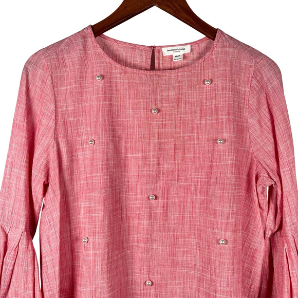 Beach Lunch Lounge Collection Womens Pink Cotton Top Pearl Embellishments Medium - Picture 2 of 10